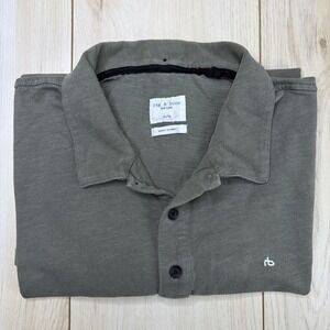 Rag & Bone Slub Jersey Polo Shirt Mens XL Green Cotton Short Sleeve Casual